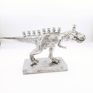 Dino Menorah-T-rex  Silver