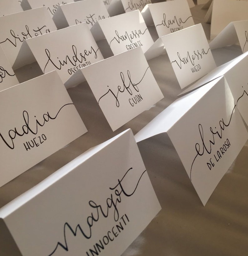 Handwritten Calligraphy Place Cards // Unique Personalised Name Cards ...