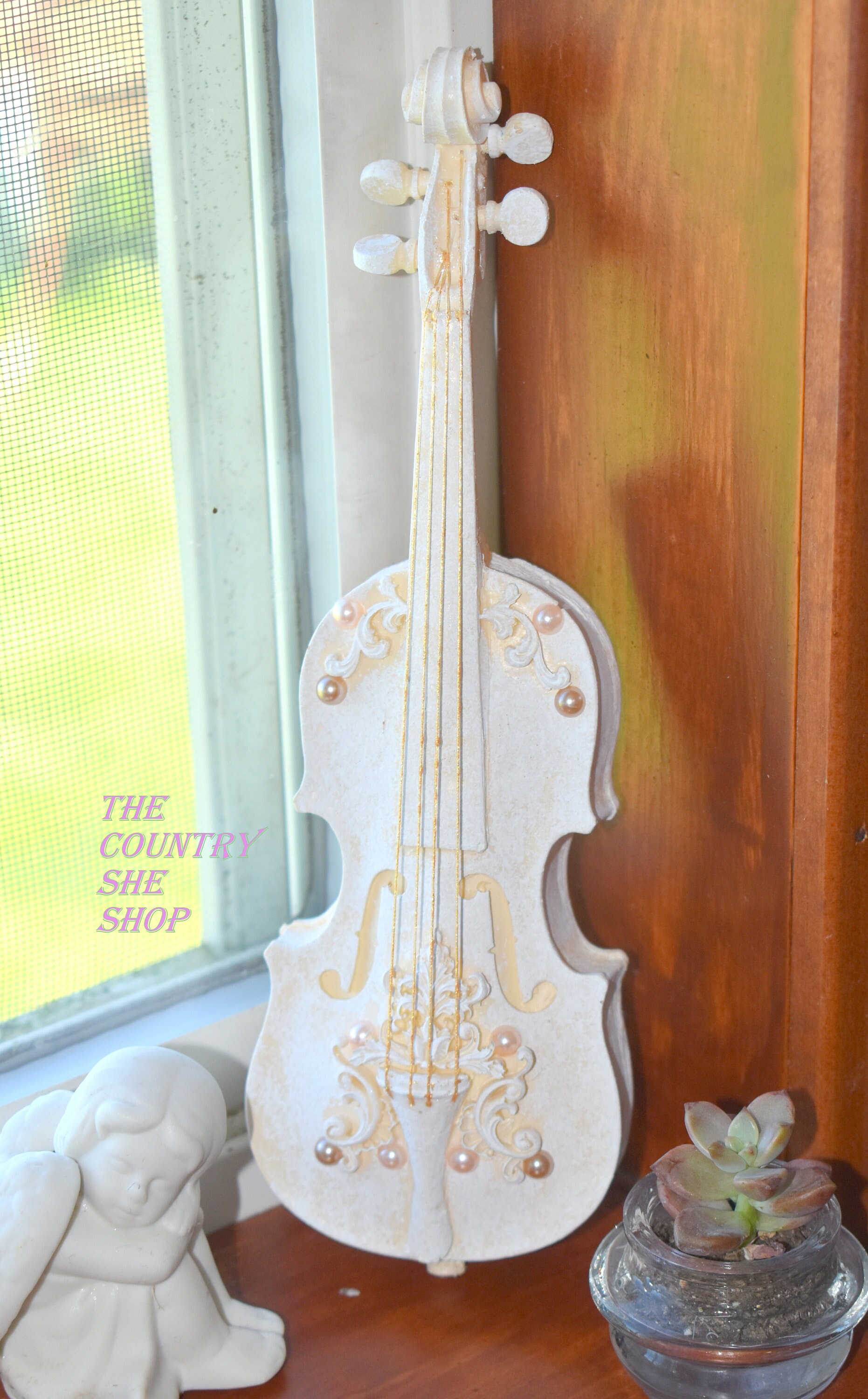 Shabby Chic Violin Decor Miniature Base Violin Music Etsy