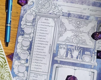Written in the Stars - Downloadable Divination Character Sheet (Including Fillable Form PDF)