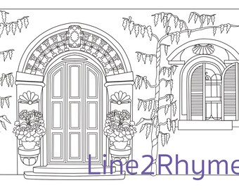 Roman Door - DinA4 Printable Adult Coloring Page - from Line2Rhyme