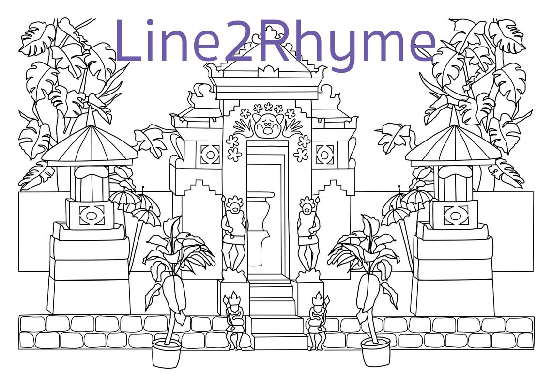 Bali Portal DinA4 Printable Adult Coloring Page from | Etsy