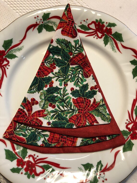 Folded Christmas trees napkins set of four Etsy