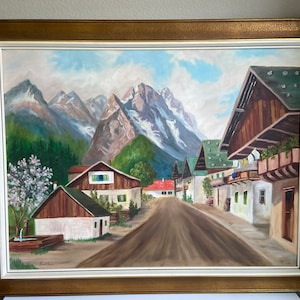 Old Town in Europe Oil Painting by Brothers Large Size Oil Painting Framed on Canvas