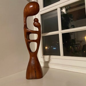 Handgeschnitzte Teak Mutter und Kind Figur Statue von Eltern und Kind, Mutter und Sohn, Mutter und Tochter, Vater und Sohn, Vater und Kind