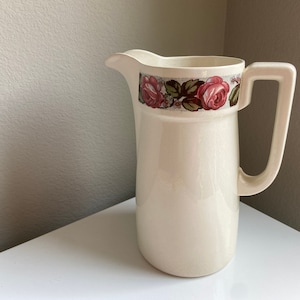 Large ceramic Made in Saar-Basin, Germany with flower detail water pitcher washing jug