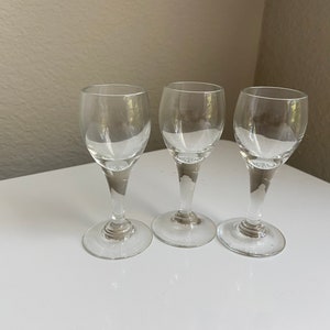 Set of 3 Crystal Stemmed Cordial Shot Glasses Vintage Hand made