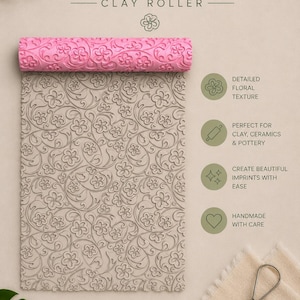 Floral Texture Roller for Polymer Clay Jewellery Making, Ceramics & Pottery Tool