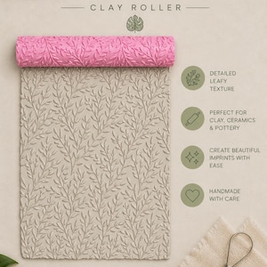 Leafy Texture Clay Roller for Jewellery Making Supplies, Detailed Botanical Pattern Tool