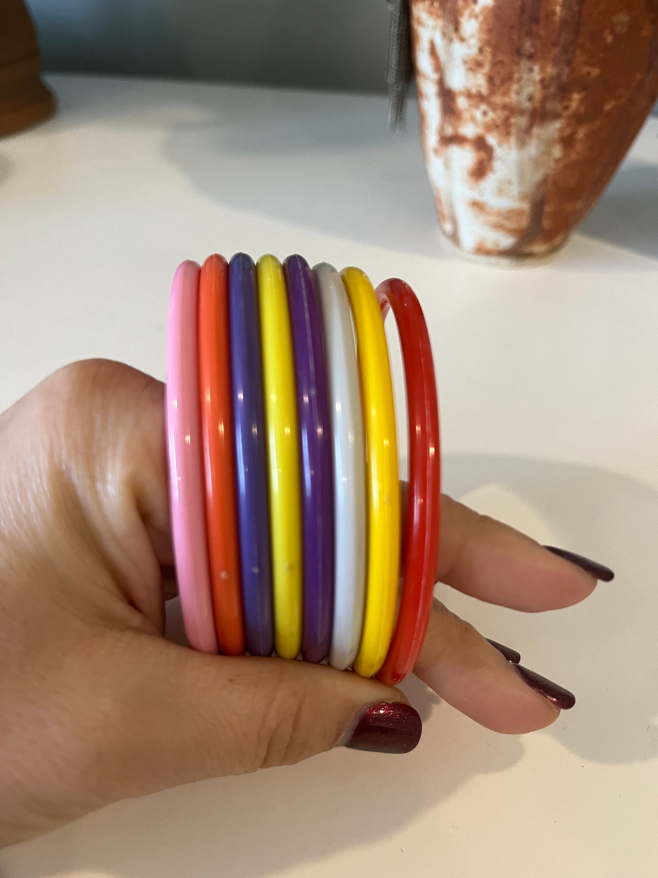 Vintage Retro 80's Little Girls Plastic Colorful Bracelets Etsy