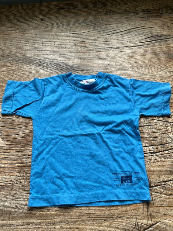 Vintage 90's Retro Classic Blue Cotton T-Shirt - … - image 4