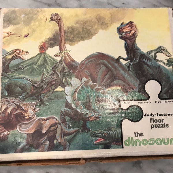 Rare Vintage 1977 Dinosaur Tyrannosaurus Rex 20 Piece Floor Puzzle - Judy Instructo Puzzle - Complete