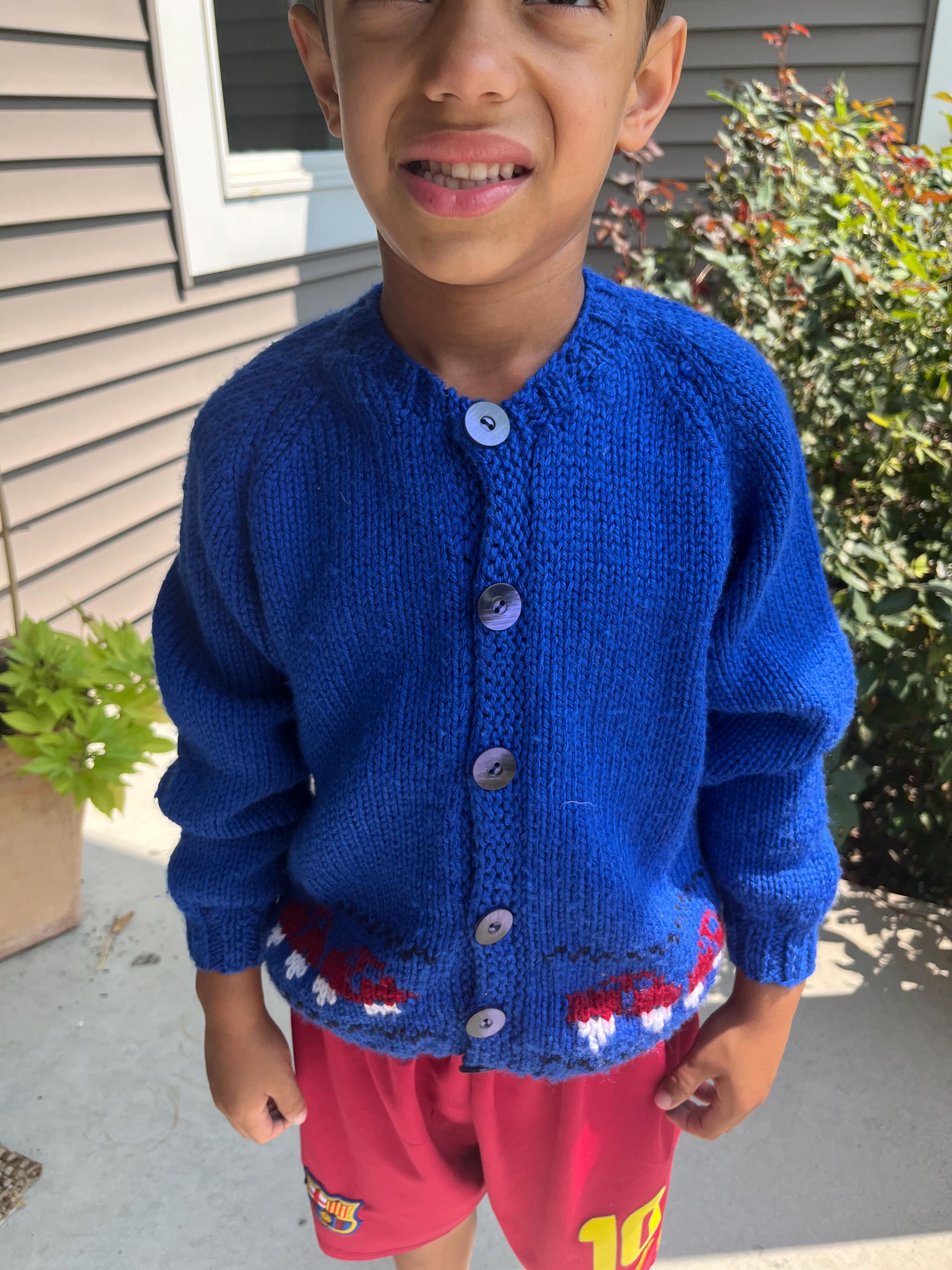 Vintage 80's Retro Handmade Knitted Blue Cardigan Sweater- 5/6T - Etsy