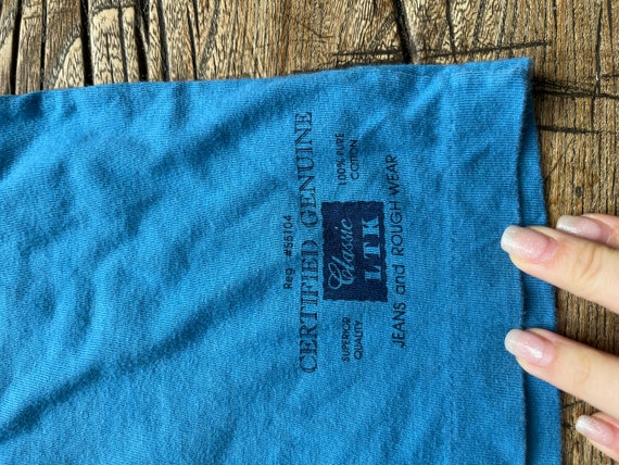 Vintage 90's Retro Classic Blue Cotton T-Shirt - … - image 2