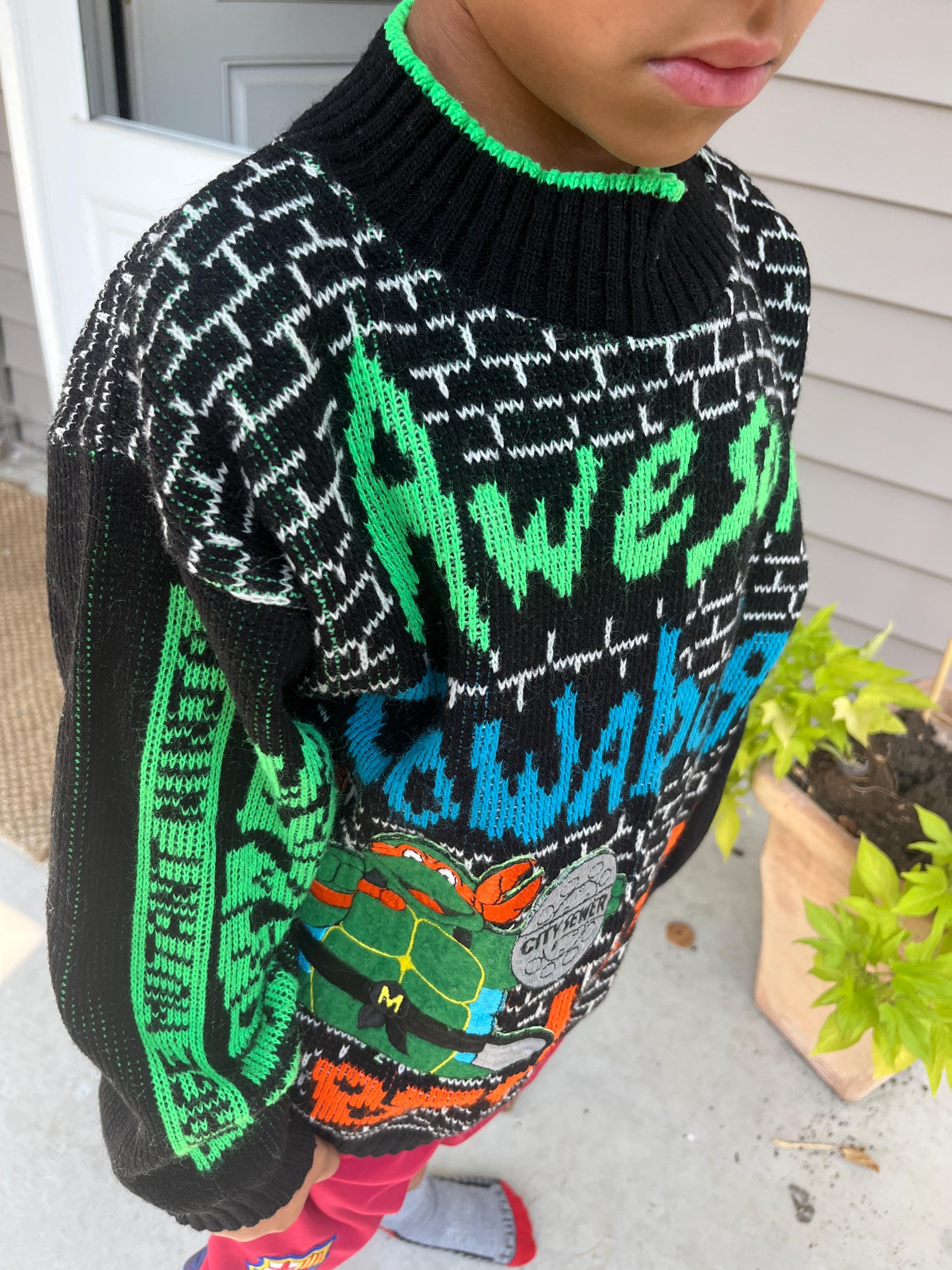 トップス vintage turtles Knit Vintage 80's Retro Boys Blue Teenage Mutant Ninja Turtles