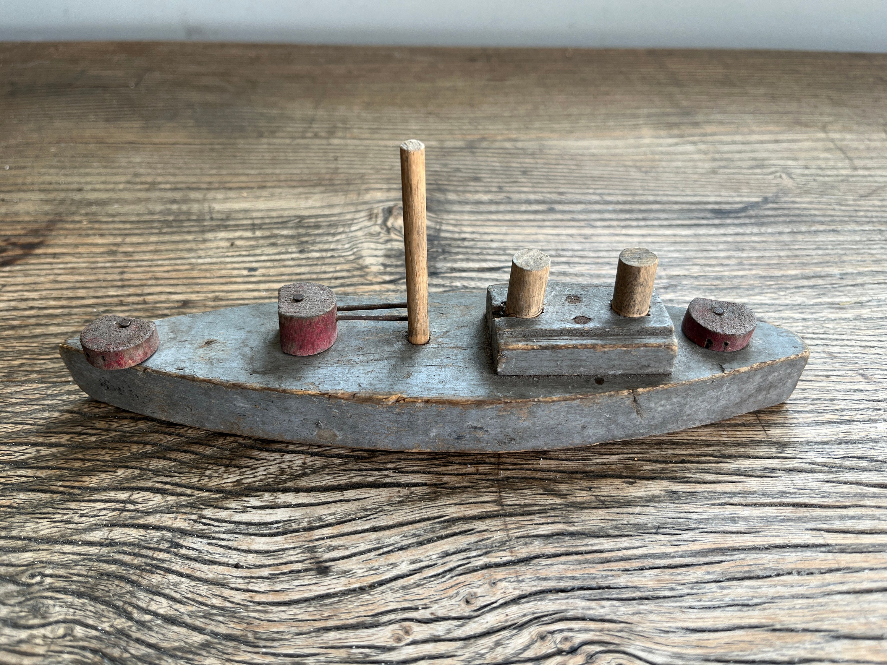 Primitive Boat Model Vintage Wood Toy Boat Sold At Auction: THREE VINTAGE MOTORIZED MODEL