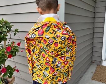 Vintage 1980's Road Signs Yellow Backpack - Adjustable Straps -NOS