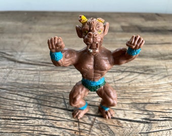 Rare Vintage 1985 Galaxy Heroes Muscle Warriors Minotaur MOTU Rubber Action Figure Toy