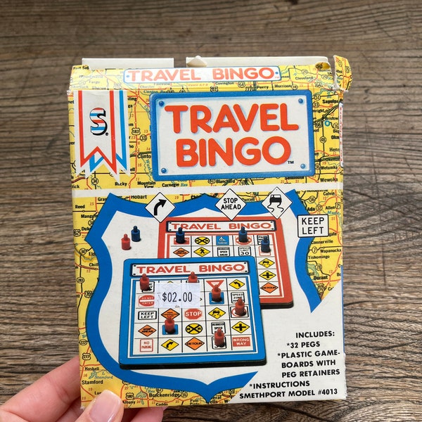 Vintage 1986 Travel Bingo Game Milton Bradley Smethport