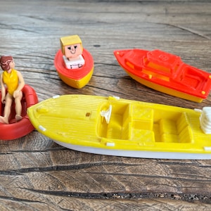 Vintage Lot Of 70&#39;s Fisher Price Adventure People, Sea Explorer: 1979 Boats PLAYSKOOL Block Head