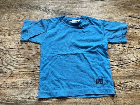 Vintage 90's Retro Classic Blue Cotton T-Shirt - … - image 1