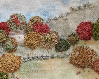House on the Hill - Eine Stickpackung aus The Stitchery - Postkarten aus England Serie