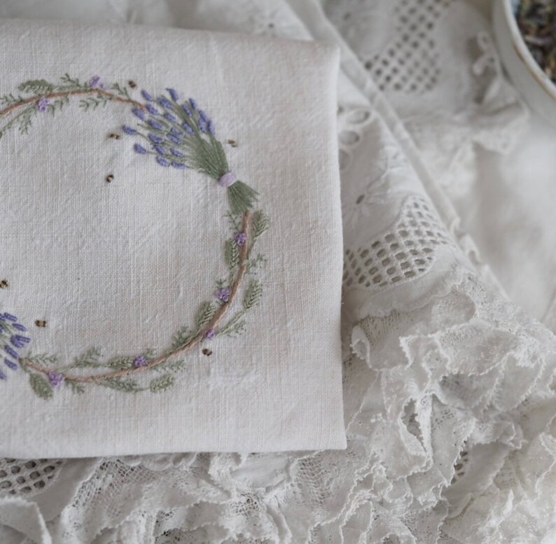 Lavender and Bees Wreath Embroidery Kit Etsy