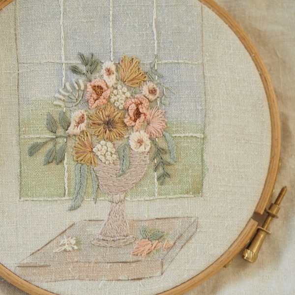 Bouquet in the Window - An Embroidery from The Stitchery