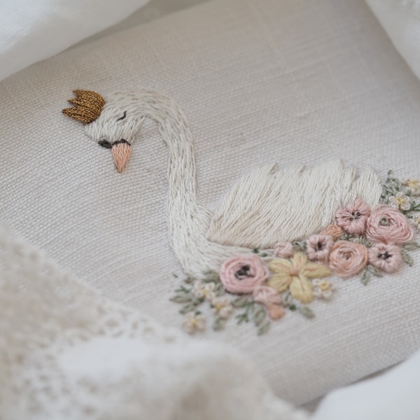 Swan with Flowers Embroidery Kit