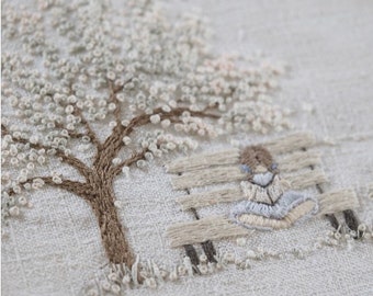 Girl on a Bench Embroidery Kit