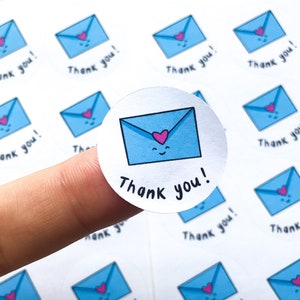 35 x dank u kleine bedrijf stickers gelukkige post ondernemer verzendlabels sticker kus gesneden envelop slakkenpost leveringen post kawaii