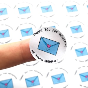 35 x Thank you for supporting my small business kawaii envelope stickers cute stationery entrepreneur label thanks work packaging from home