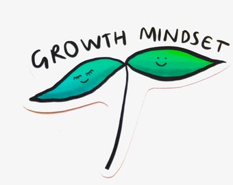 Growth mindset vinyl sticker mental health awareness plants illustration brain positive anxiety depression exercise plant leaves  strength