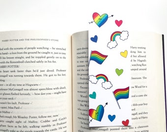 Pride bookmark rainbow flags stationery cute kawaii illustration 10% recycled card gay lesbian bisexual gift reader book accessory love