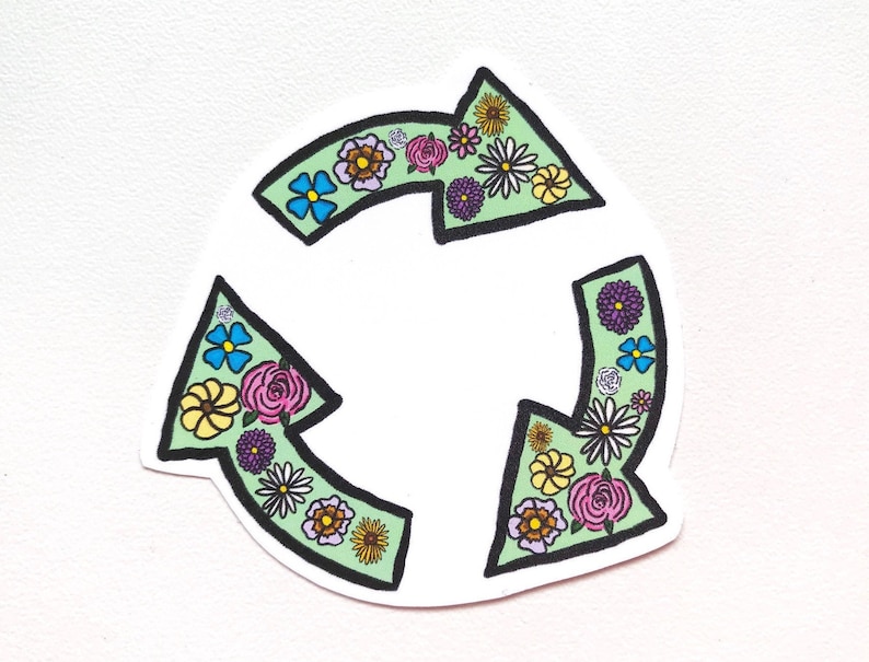 Recycle Vinyl Sticker Save the Flowers Trees Reuse Etsy