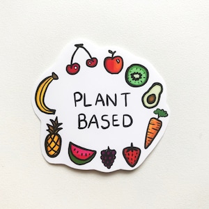 Autocollant en vinyle végétalien à base de plantes fruits légumes sain planète terre jour réchauffement climatique extinction des animaux végétarien aliment complet herbivore