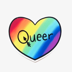 Pegatinas de vinilo queer con mensaje "Amor, orgullo gay, LGBTQ+, LGBT, junio, lesbianas, bisexuales, transgénero, arcoíris, corazón, positividad, pegatinas de vinilo, amantes queer ombre"