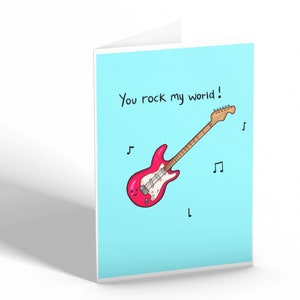 Usted rock mi mundo hecho a mano saludos tarjeta divertido juego lindo ilustración padres de día san Valentín para él su música de cumpleaños aniversario