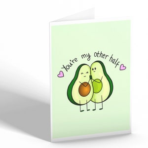 You're my other half hand-made Karte Valentinstag Avocado für ihn für sie Für Sie Illustration Geschenk Freund Freundin Süßes Liebe Herz