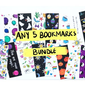 Alle 5 Lesezeichen ihrer Wahl Bündel reduziert Preis reduziert Briefpapier kawaii süße Illustration Buch Geschenk für Leser Leseaccessoire