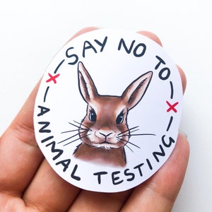 Say no to animal testing vinyl sticker vegan environment animal rights safety cosmetic testing bunny rabbits stop kind veganism environment image 2