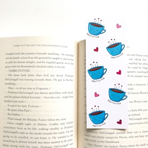 Cute positiviteas bookmark made from 100% recycled card cute kawaii illustration stationery gift for reader reading accessory book lover tea
