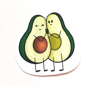 Avocado vinyl sticker kawaii illustration cute stickers avocados you&#39;re my other half valentines day love couple funny pun vegan fruit veg