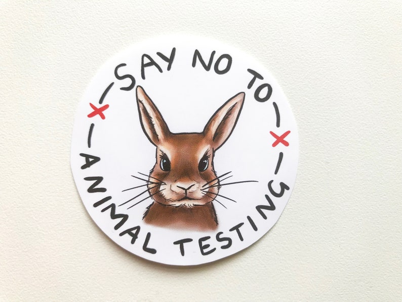 Say no to animal testing vinyl sticker vegan environment animal rights safety cosmetic testing bunny rabbits stop kind veganism environment image 1