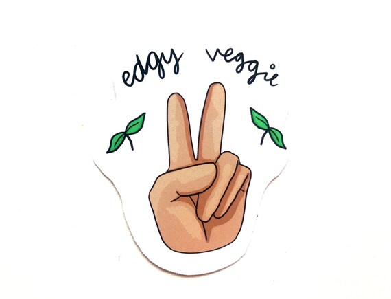Edgy Veggie vinyl sticker vegan illustration pun funny environment peace woke save the planet save the animals love compassion plant based