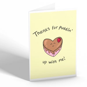 Gracias por pudding' hasta conmigo hecho a mano saludos tarjeta juego divertido lindo kawaii ilustración aniversario día de las madres regalo día de San Valentín