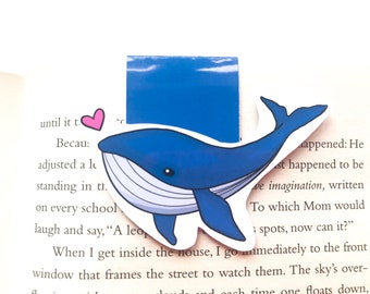 Whale magnetic bookmark cute kawaii illustration heart glossy love animals