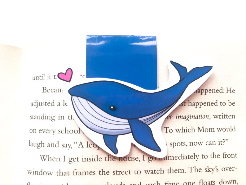 Walvis magnetische bladwijzer leuke kawaii illustratie hart glanzende liefde dieren afbeelding 1