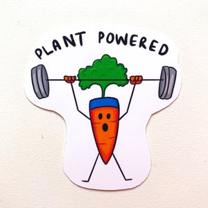 Adesivo in vinile a base vegetale vegano veganismo carota gioco di parole illustrazione divertente salva il pianeta forza a base vegetale frutta figlio veg ambiente