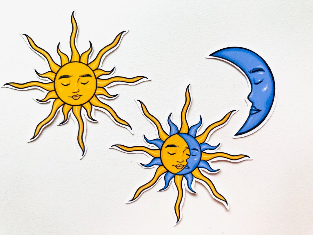 Sun and Moon Stickers Vinyl Sticker Celestial Astrology - Etsy